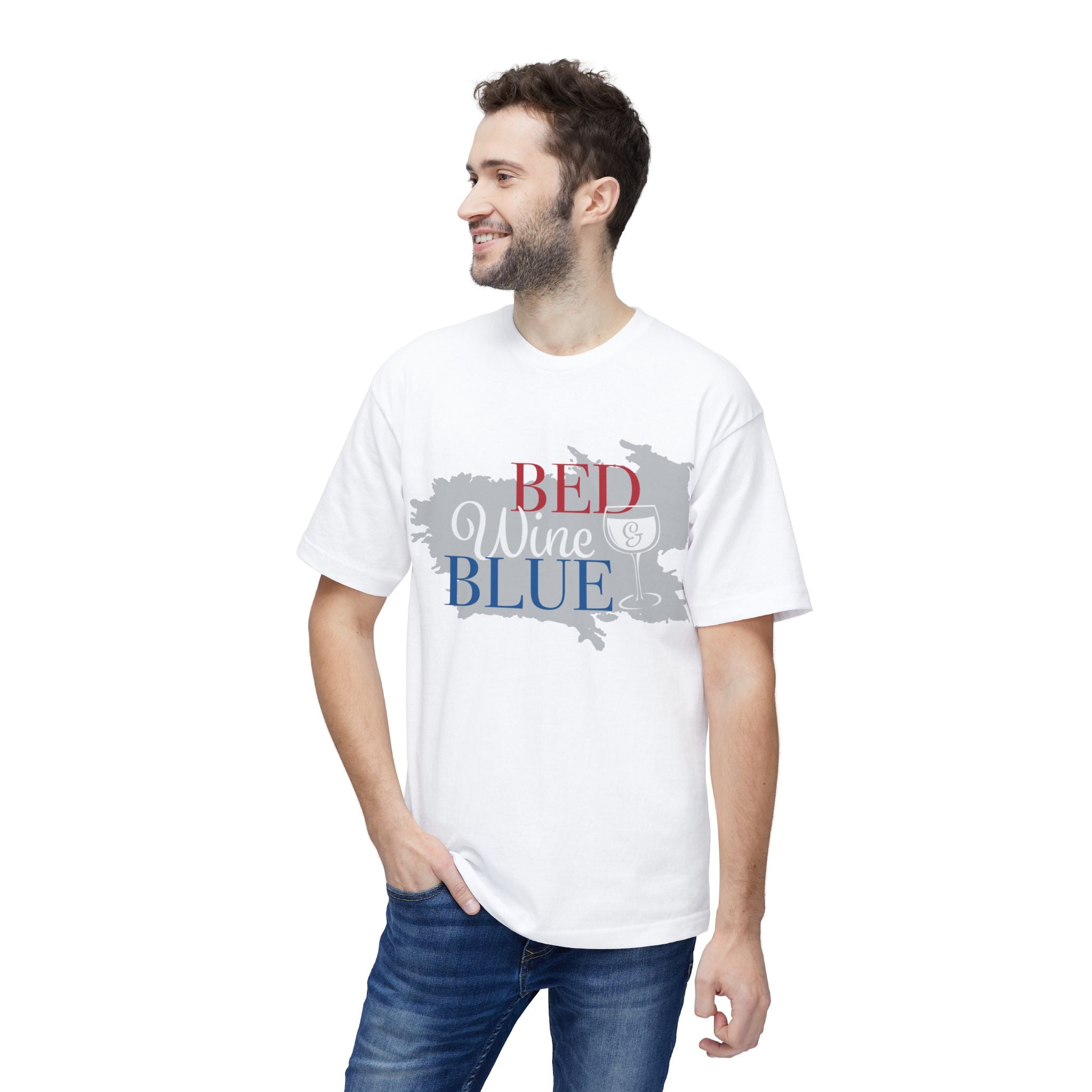 Bed Wine Blue T-Shirt — Patriotic Red White & Blue Wine Lover Tee