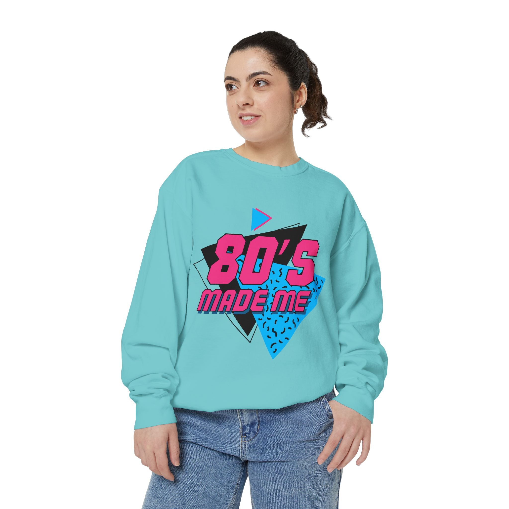 80's Made Me Sweatshirt — Retro 80s Neon Geometric Pullover