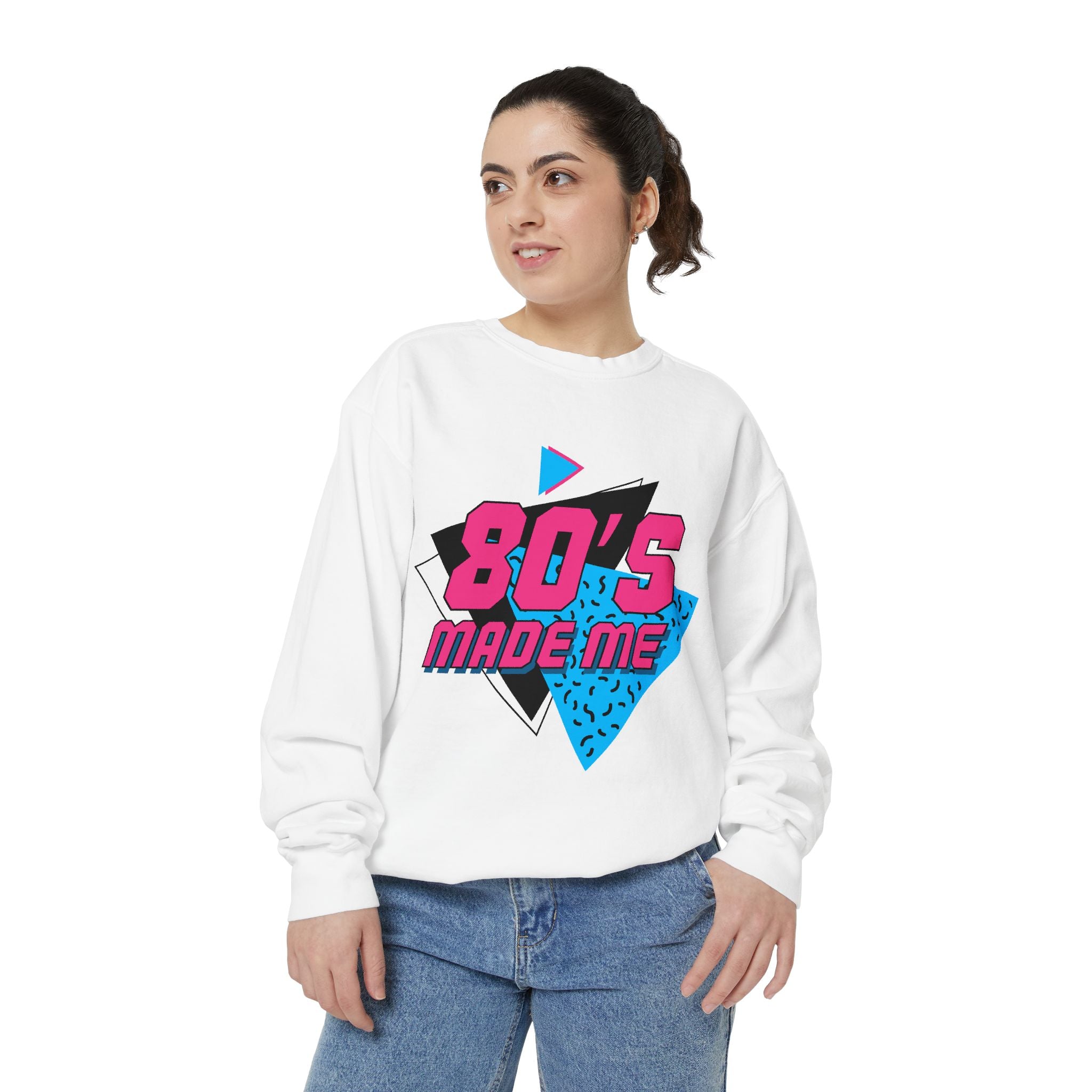 80's Made Me Sweatshirt — Retro 80s Neon Geometric Pullover
