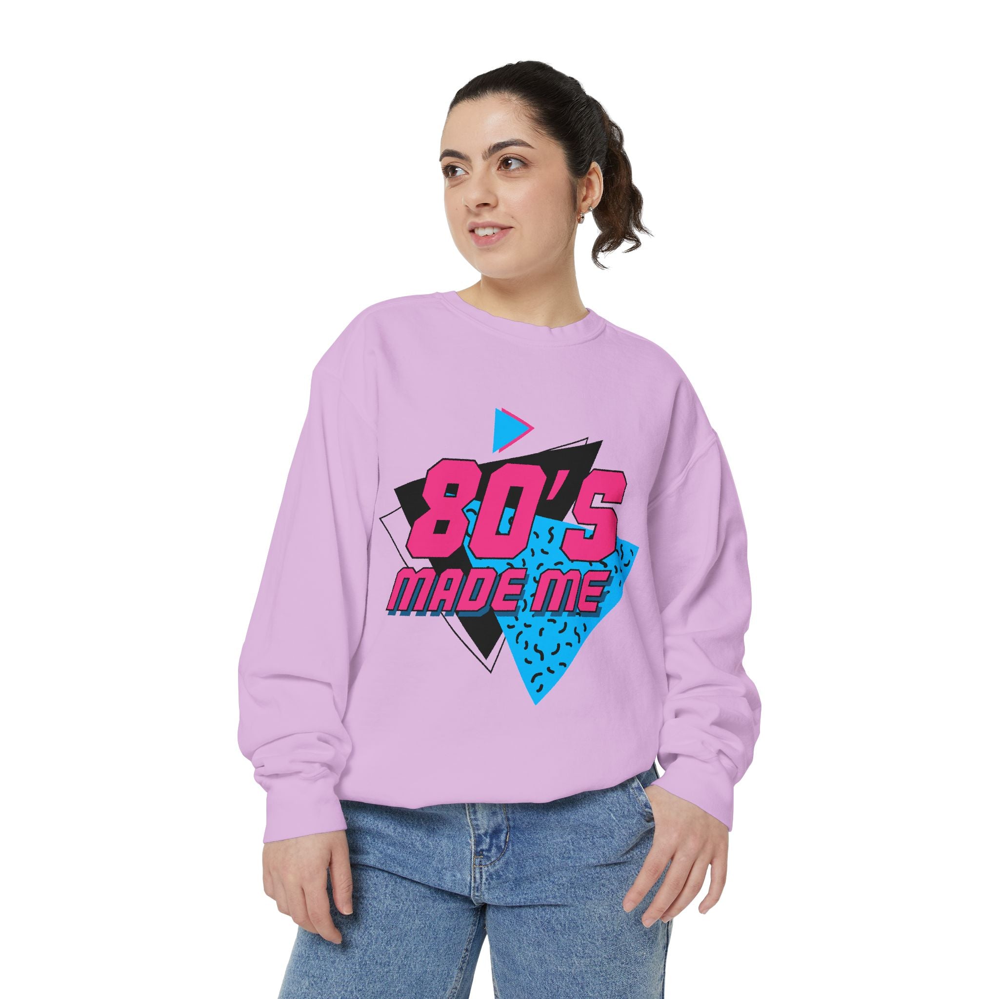 80's Made Me Sweatshirt — Retro 80s Neon Geometric Pullover