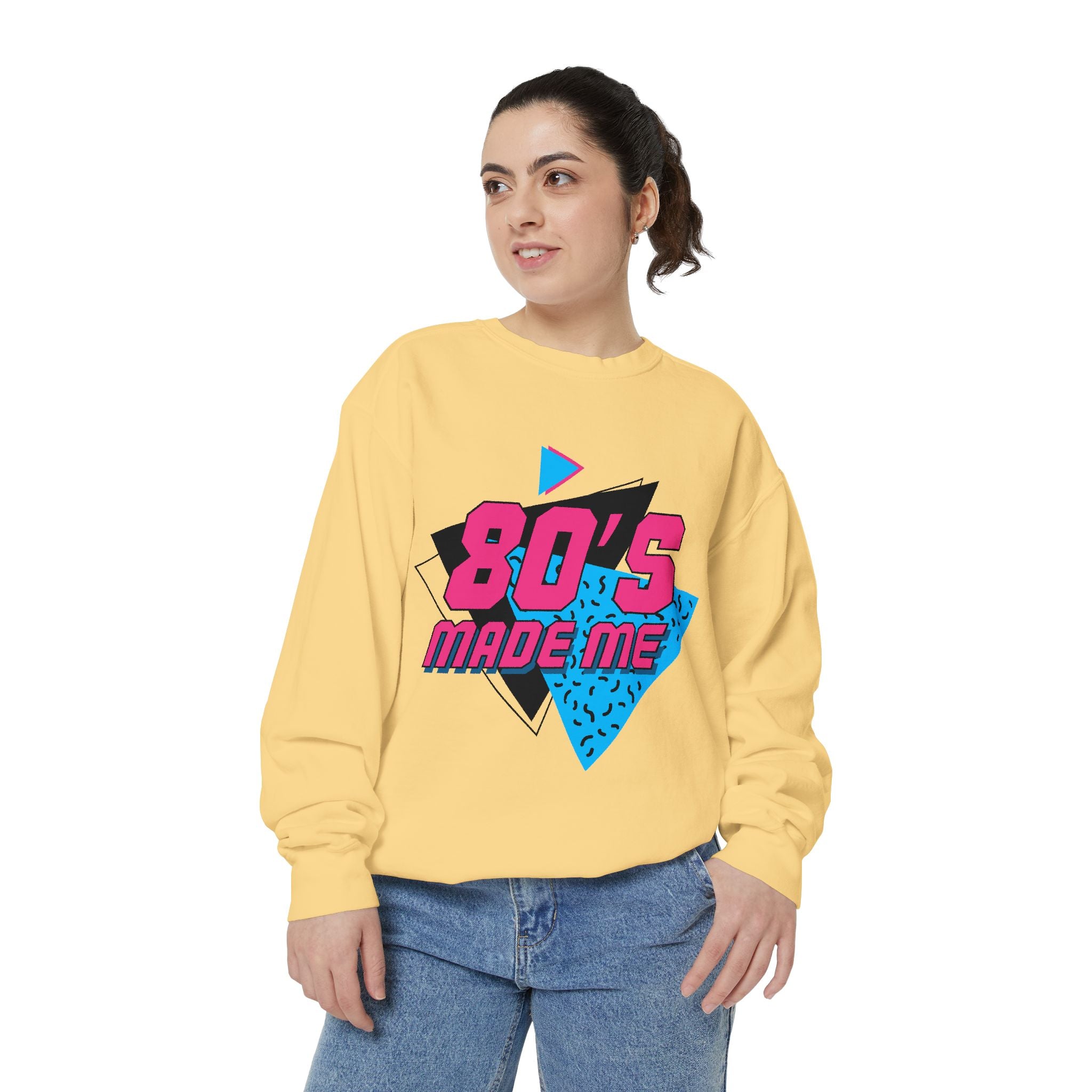 80's Made Me Sweatshirt — Retro 80s Neon Geometric Pullover